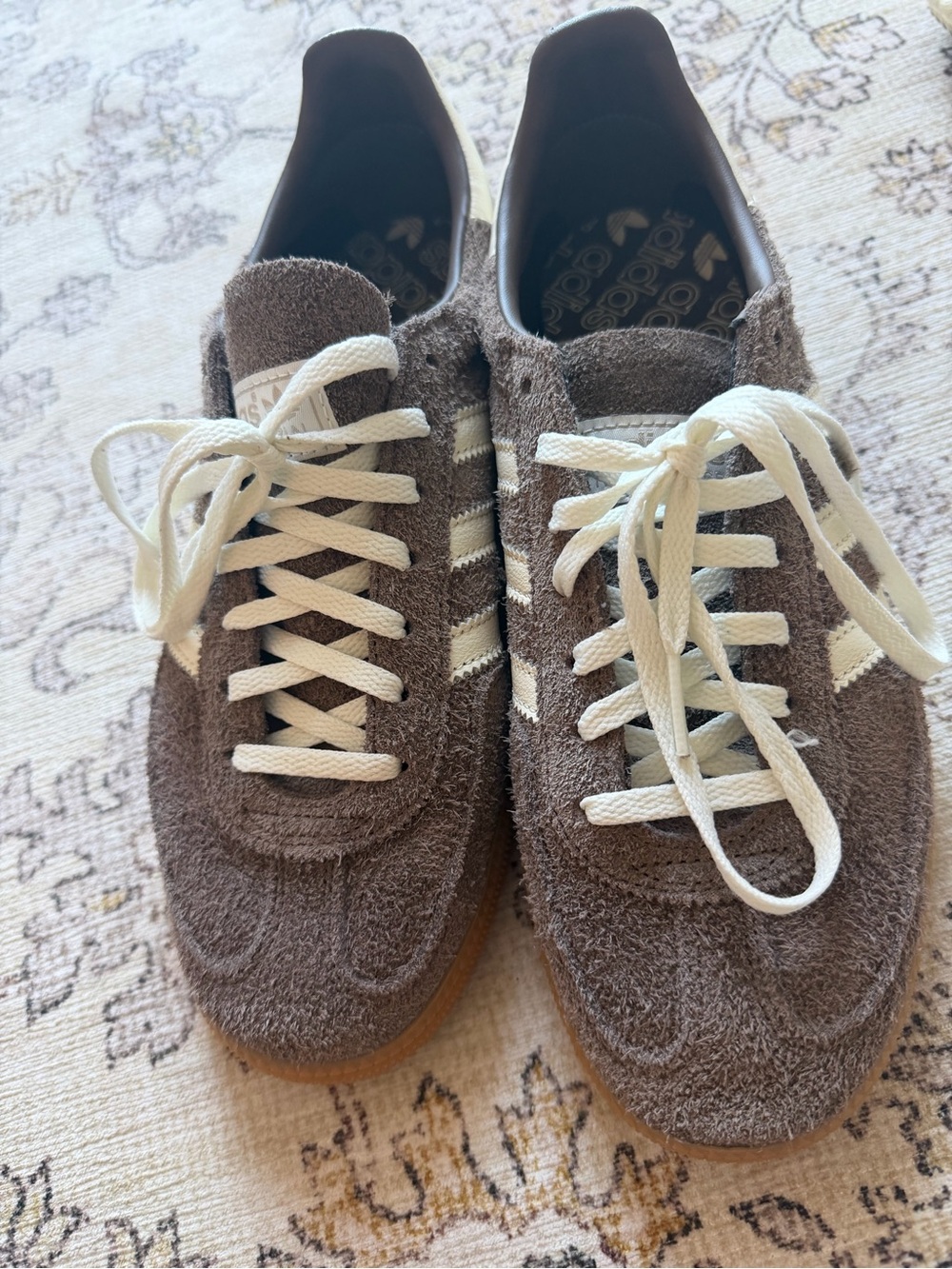 adidas Brown Suede Handball Spezial Sambas with White Stripes